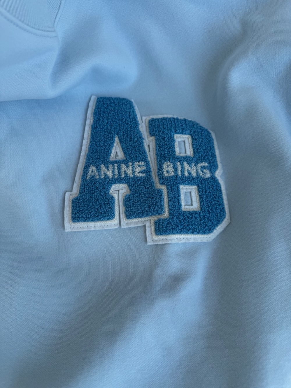 Anine Bing Large Miles Oversized Sweatshirt Letterman Light Blue L